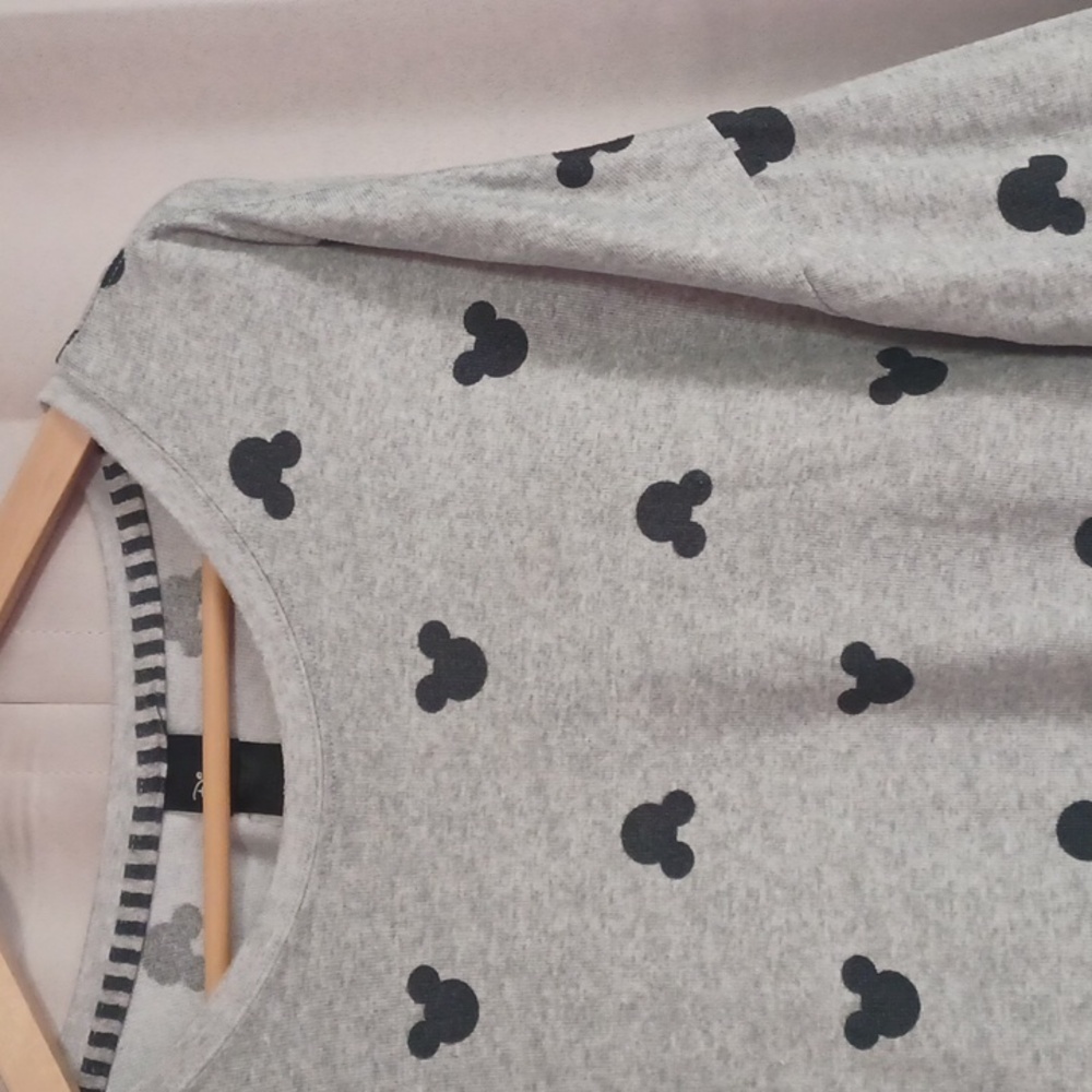 Disney Soft Knit Gray Long Sleeve Top, Mickey Mouse Pattern - Picture 5 of 15